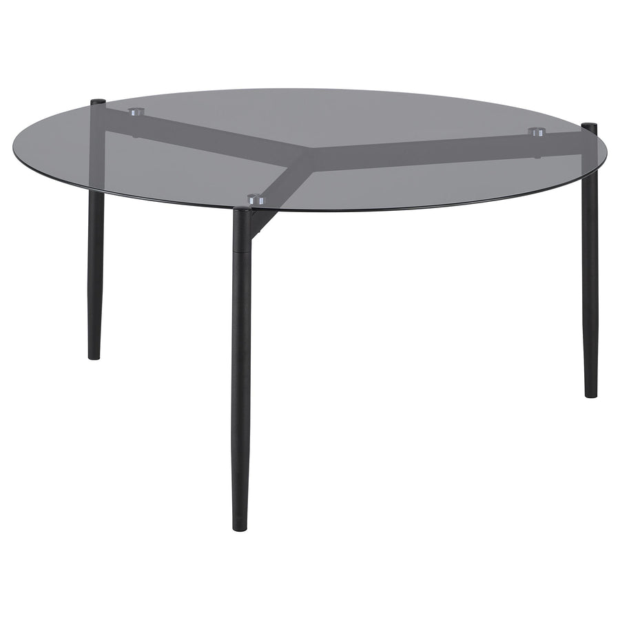 Coaster Furniture 710168 Rosalie Round Smoked Glass Top Coffee Table Grey