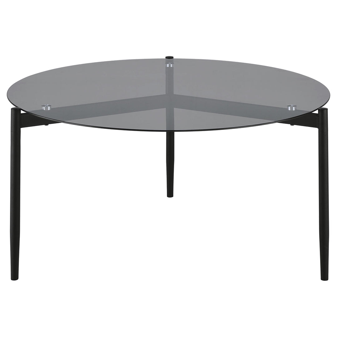 Coaster Furniture 710168 Rosalie Round Smoked Glass Top Coffee Table Grey