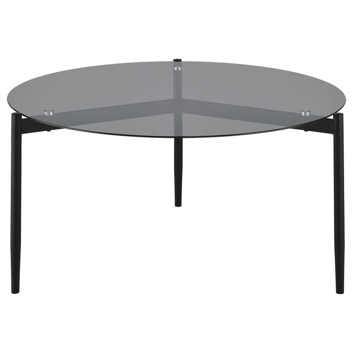 Coaster Furniture 710168 Rosalie Round Smoked Glass Top Coffee Table Grey
