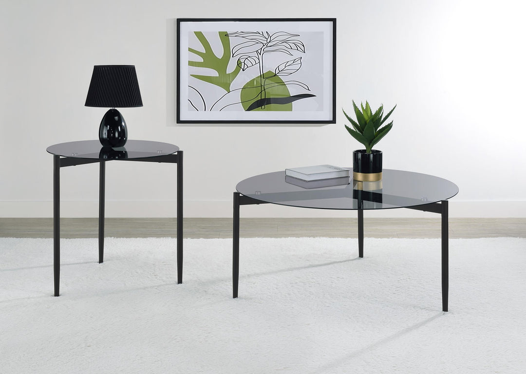 Coaster Furniture 710168 Rosalie Round Smoked Glass Top Coffee Table Grey