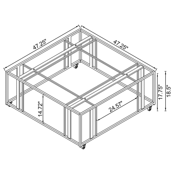Coaster Furniture 710188 Adri Square Glass Top Coffee Table with Casters Matte Brass