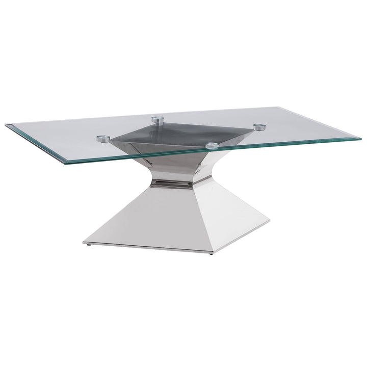Coaster Furniture 710208 Jenny Glass Top Stainless Steel Coffee Table Chrome