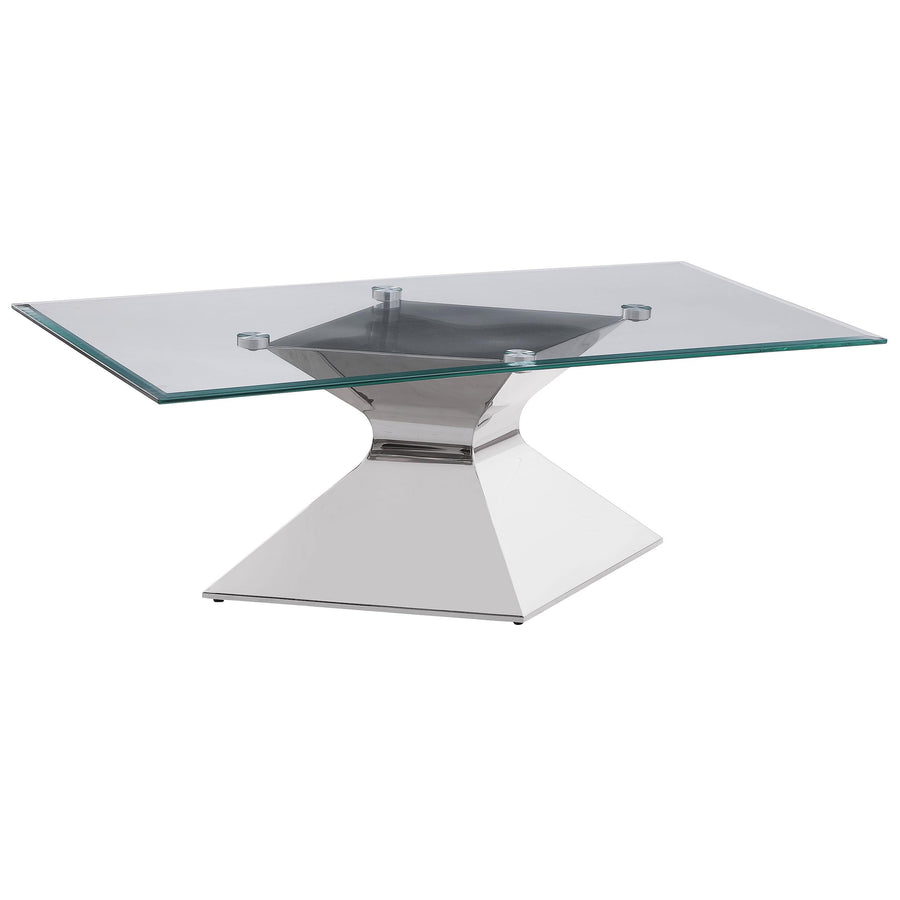 Coaster Furniture 710208 Jenny Glass Top Stainless Steel Coffee Table Chrome