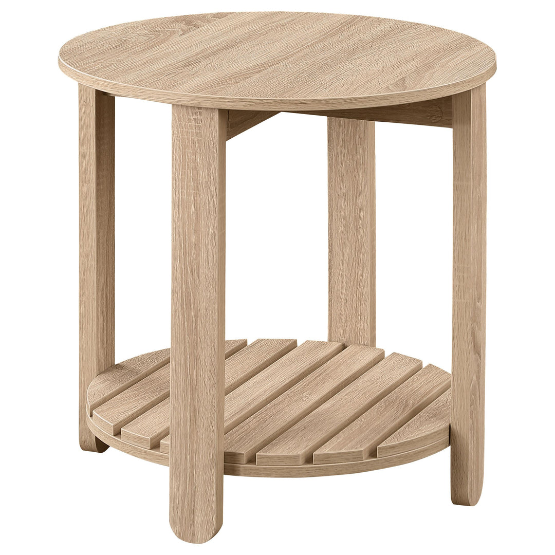 Coaster Furniture 710287 Fowler 1-shelf Round Engineered Wood Side End Table Natural