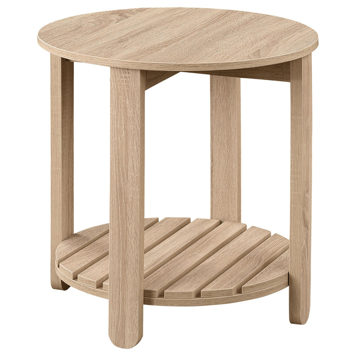Coaster Furniture 710287 Fowler 1-shelf Round Engineered Wood Side End Table Natural