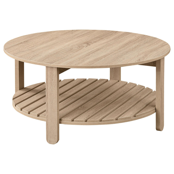 Coaster Furniture 710288 Fowler 1-shelf Round Engineered Wood Coffee Table Natural