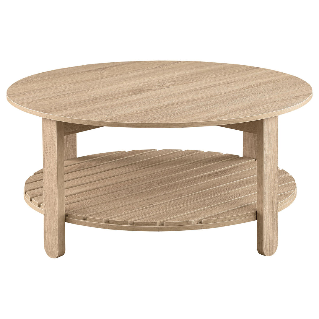 Coaster Furniture 710288 Fowler 1-shelf Round Engineered Wood Coffee Table Natural