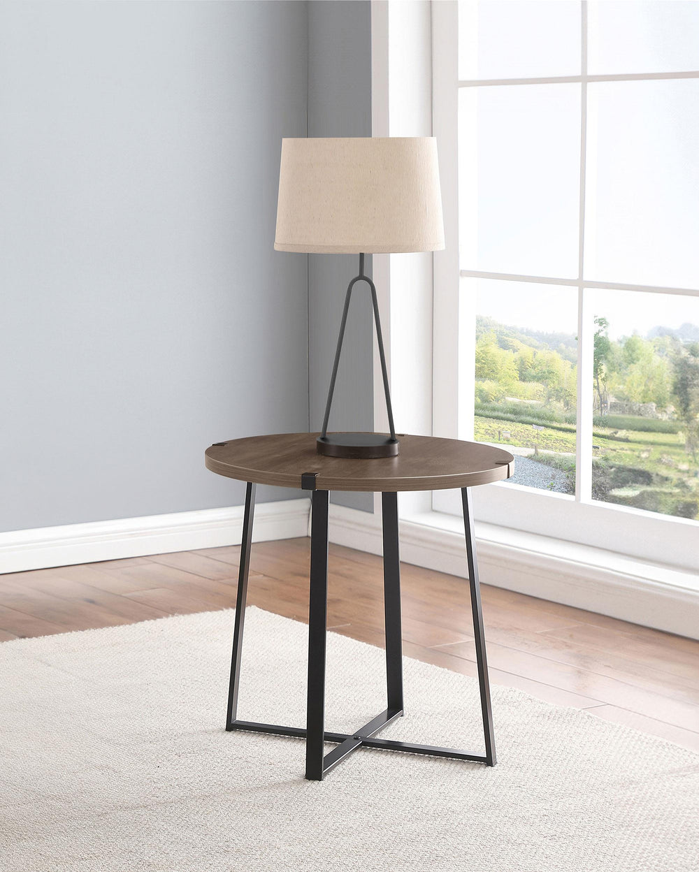 Coaster Furniture 710297 Marcus Round Engineered Wood Side End Table Light Brown
