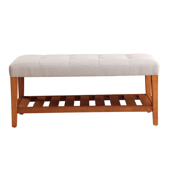 Charla - Bench - Light Gray Fabric & Oak