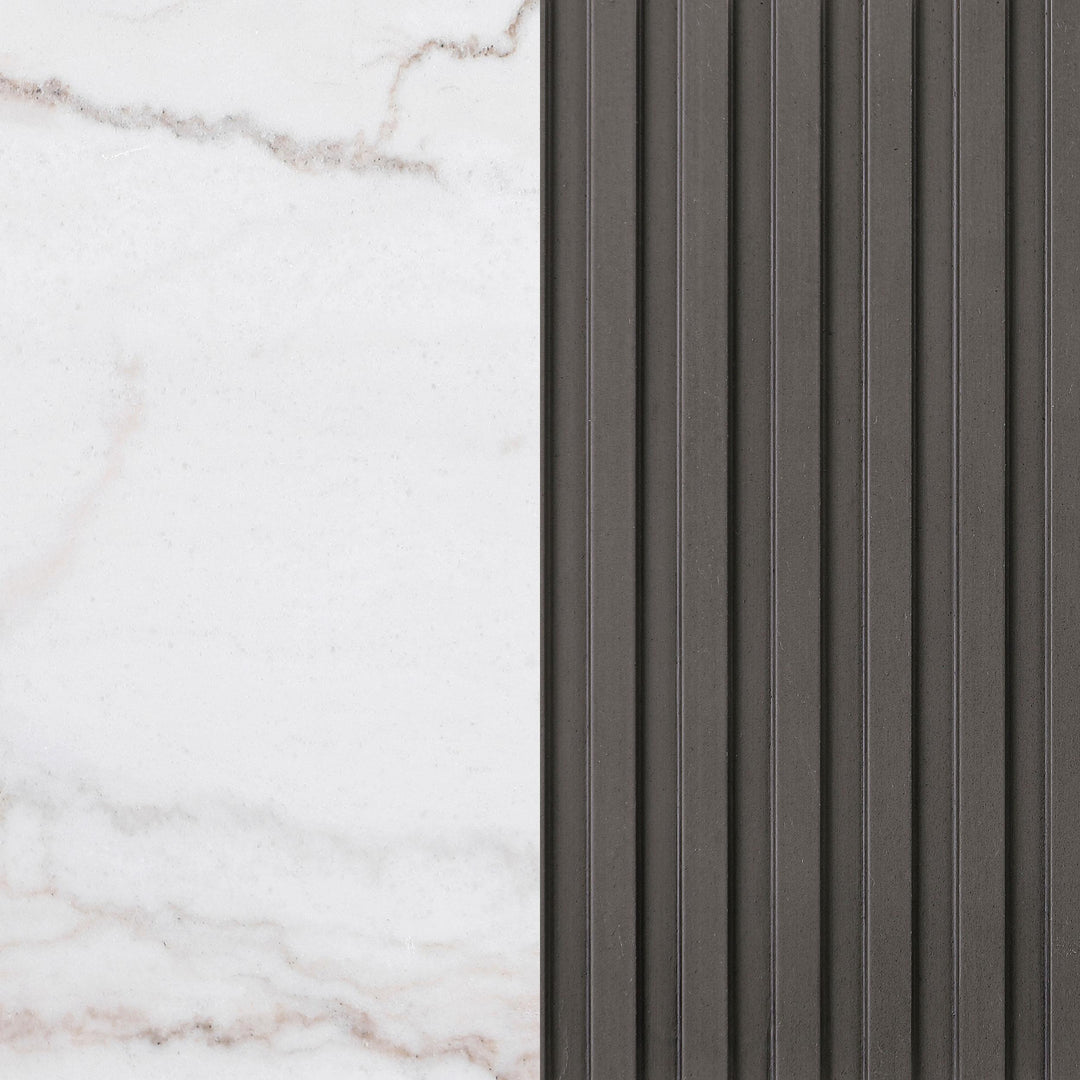 Coaster Furniture 710417 Jason Round Marble Top Side End Table White and Charcoal