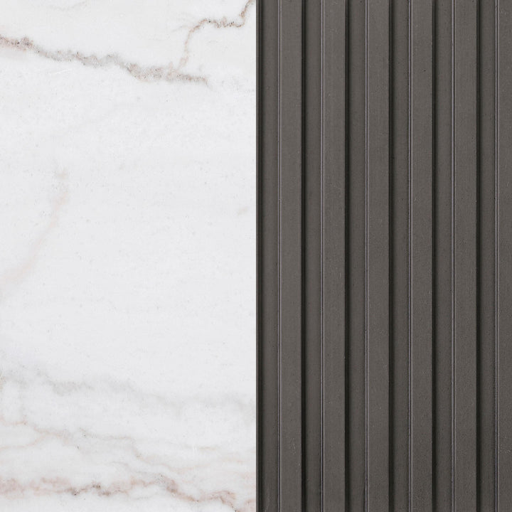 Coaster Furniture 710417 Jason Round Marble Top Side End Table White and Charcoal