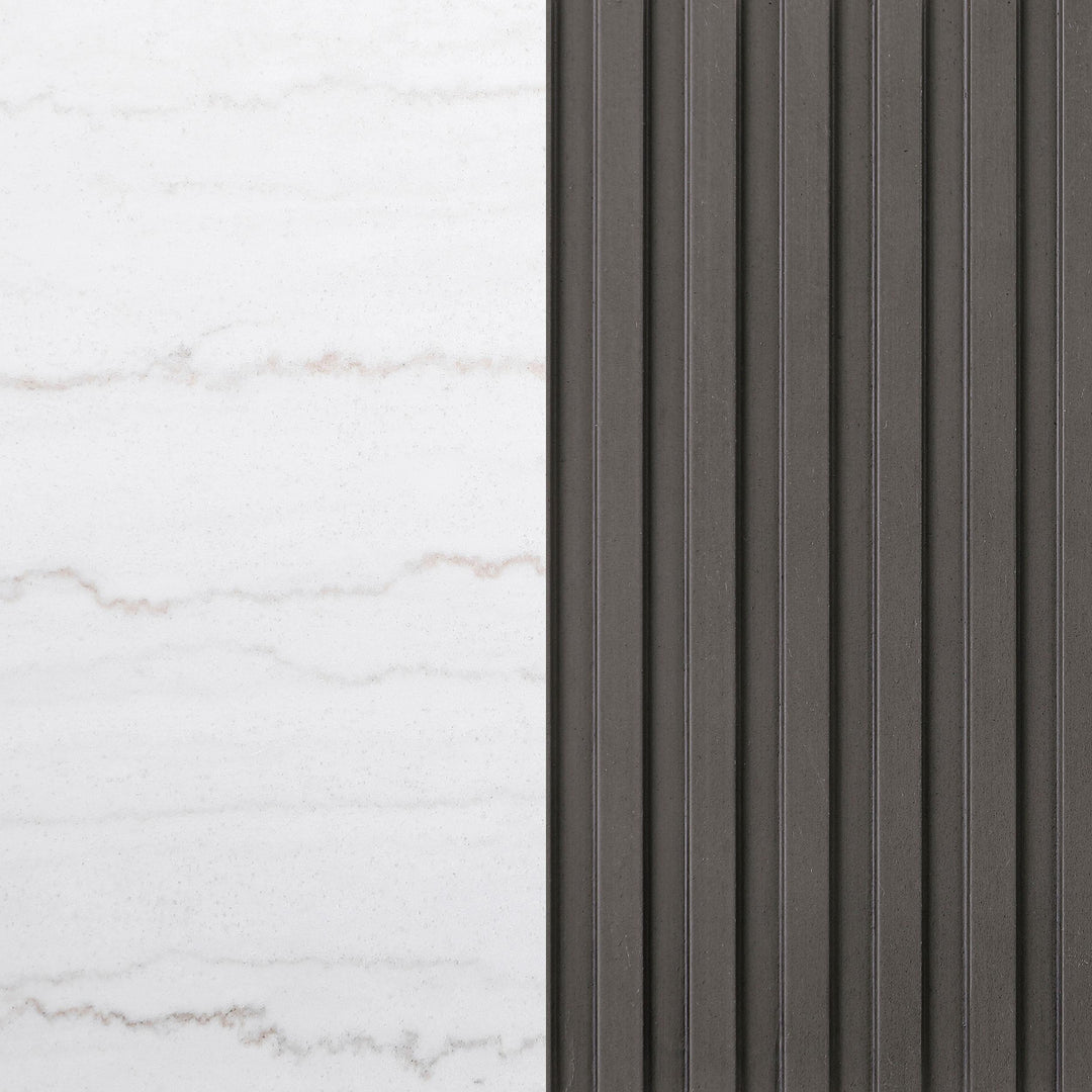 Coaster Furniture 710418 Jason Round Marble Top Coffee Table White and Charcoal