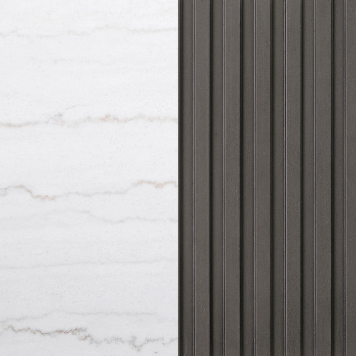 Coaster Furniture 710418 Jason Round Marble Top Coffee Table White and Charcoal