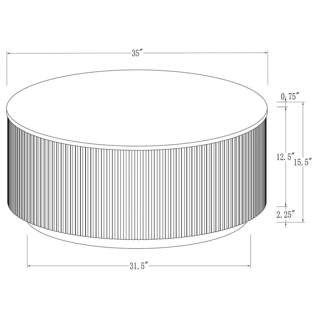 Coaster Furniture 710418 Jason Round Marble Top Coffee Table White and Charcoal