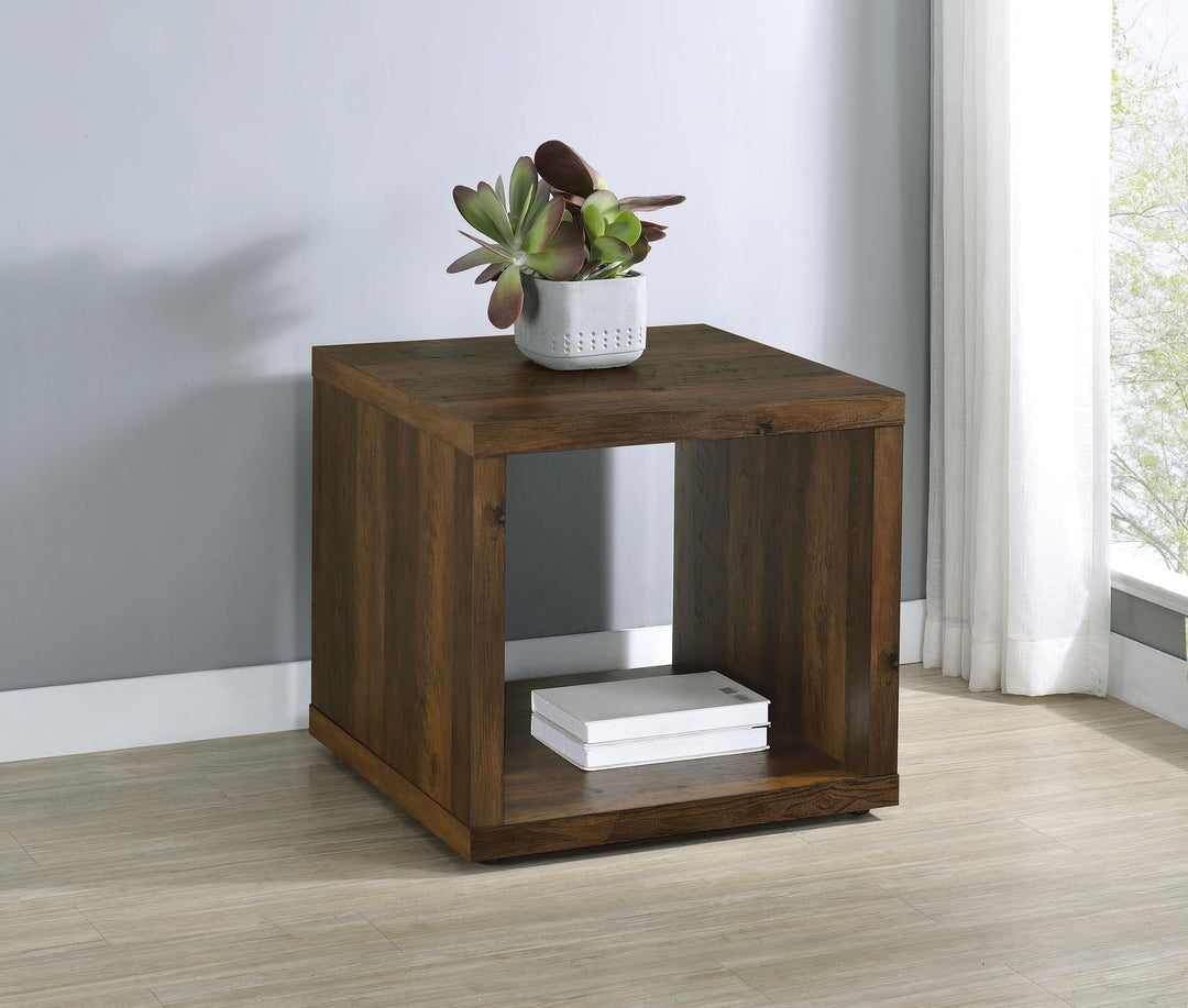 Coaster Furniture 710507 Frisco Square Engineered Wood Side End Table Dark Pine