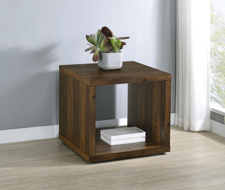 Coaster Furniture 710507 Frisco Square Engineered Wood Side End Table Dark Pine