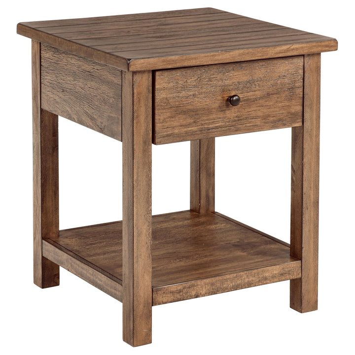 Coaster Furniture 710547 Payne 1-drawer Wood End Table with Shelf Distressed Brown
