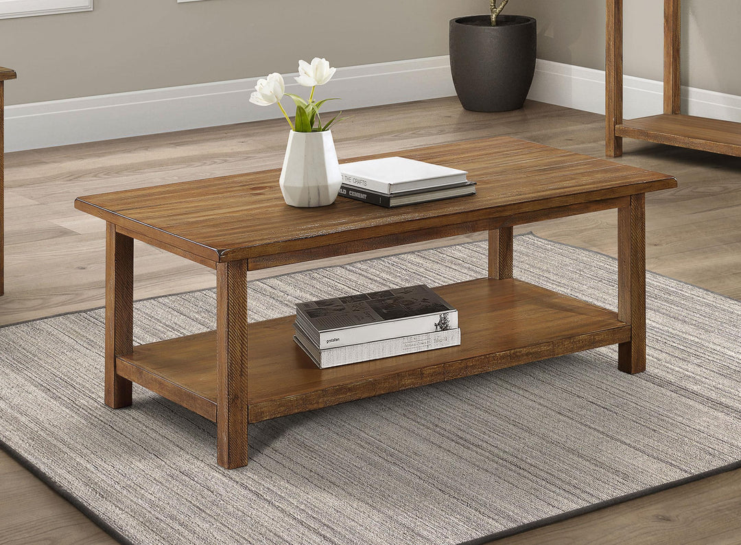 Coaster Furniture 710548 Payne Wood Coffee Table with Shelf Distressed Brown