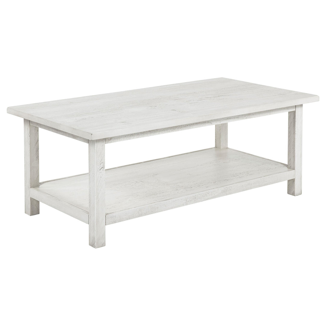 Coaster Furniture 710558 Payne Wood Coffee Table with Shelf Distressed White