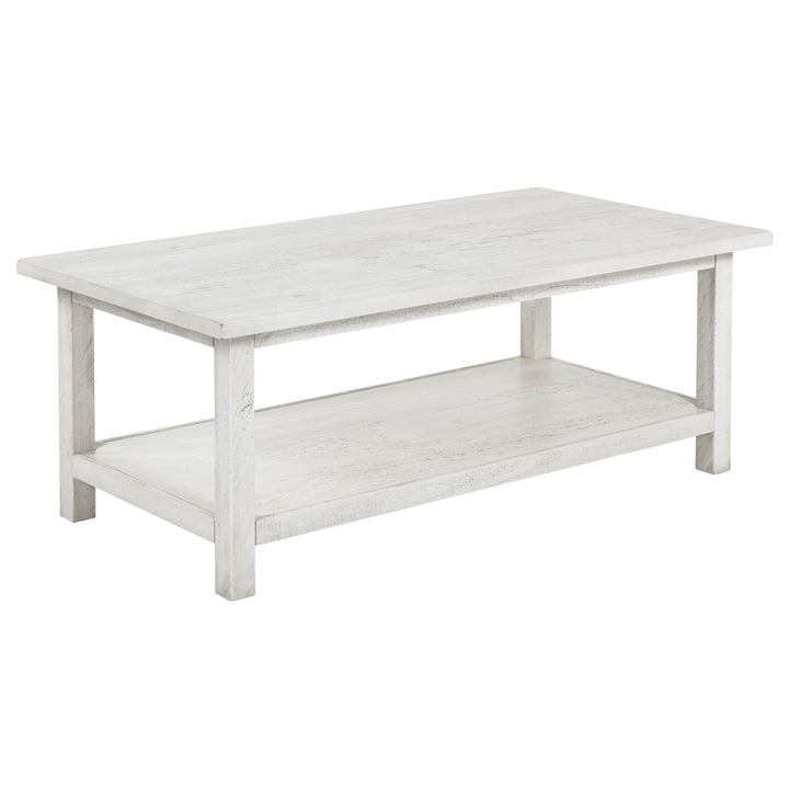 Coaster Furniture 710558 Payne Wood Coffee Table with Shelf Distressed White