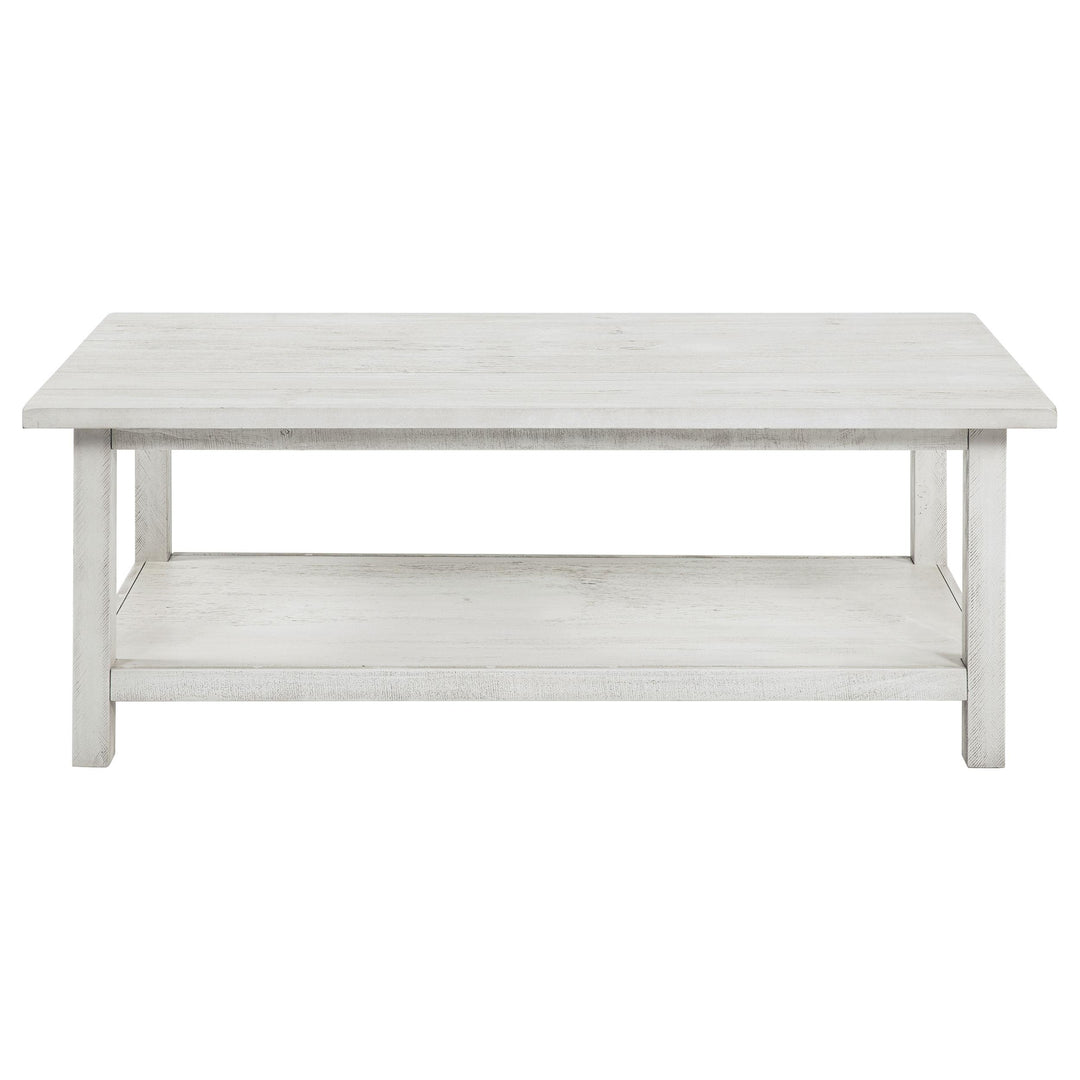 Coaster Furniture 710558 Payne Wood Coffee Table with Shelf Distressed White