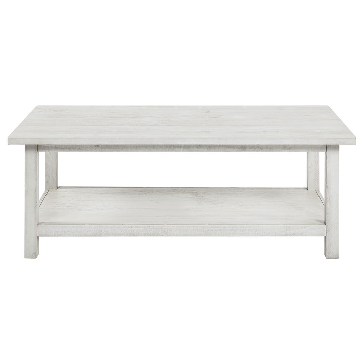 Coaster Furniture 710558 Payne Wood Coffee Table with Shelf Distressed White