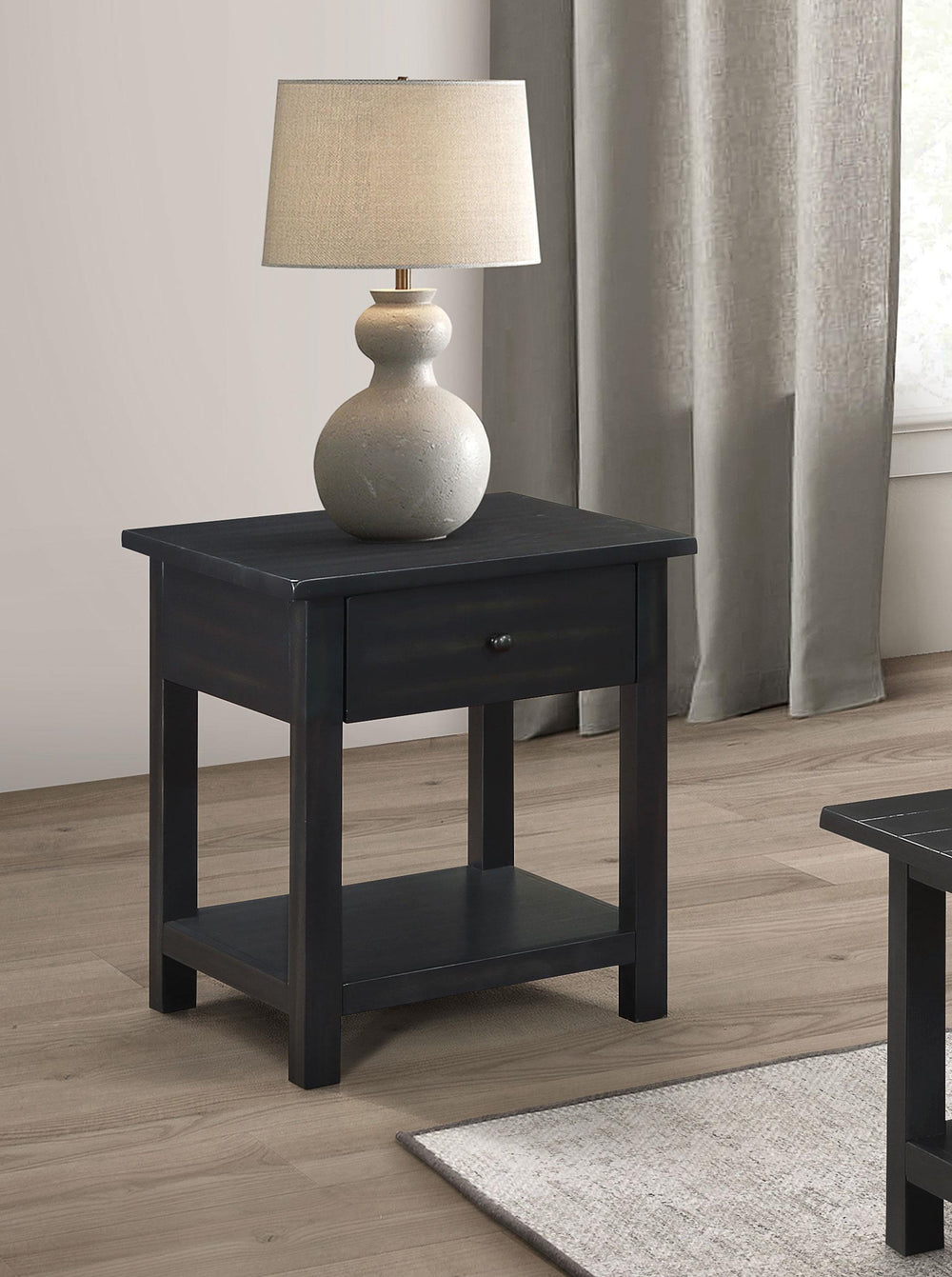 Coaster Furniture 710567 Payne 1-drawer Wood End Table with Shelf Distressed Java