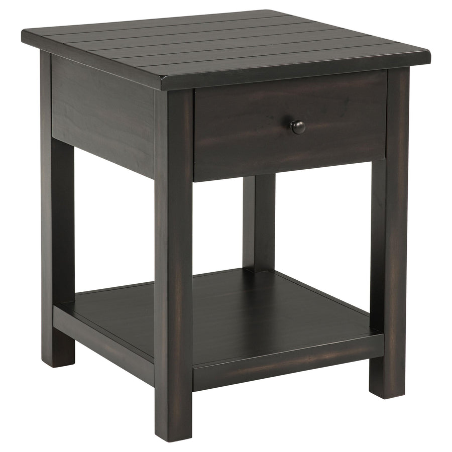 Coaster Furniture 710567 Payne 1-drawer Wood End Table with Shelf Distressed Java