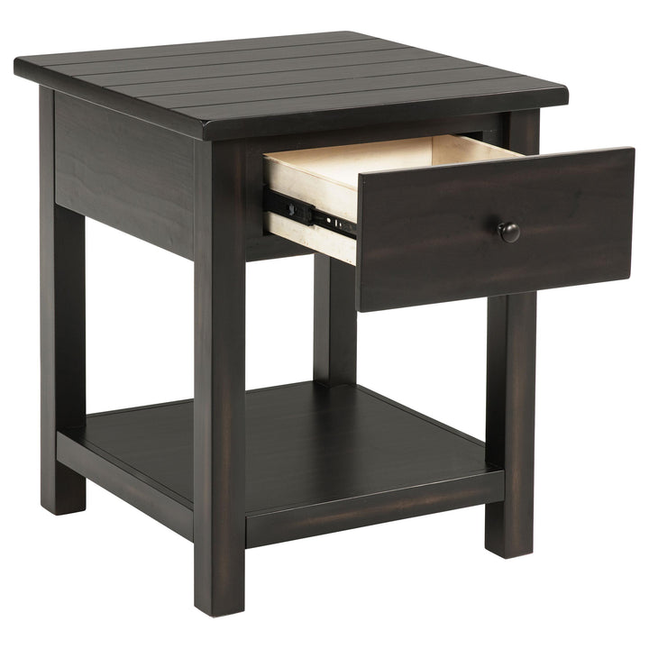 Coaster Furniture 710567 Payne 1-drawer Wood End Table with Shelf Distressed Java