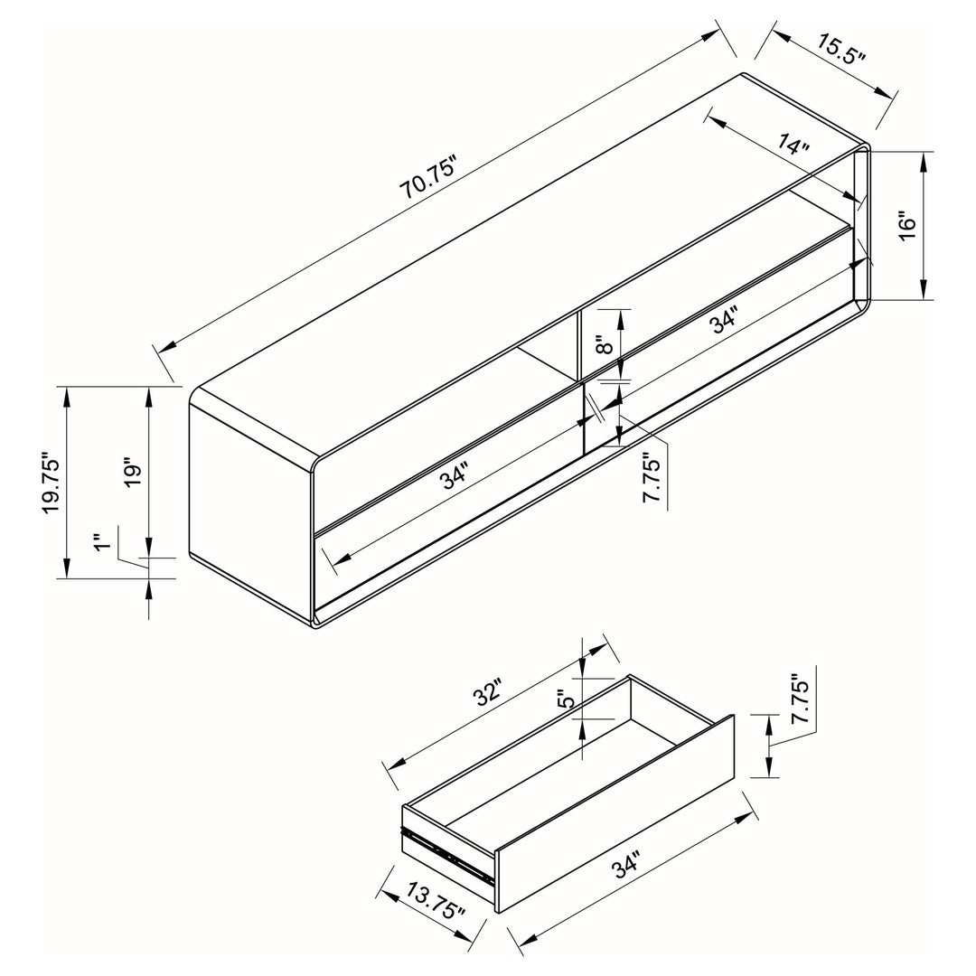 Coaster Furniture 710750 Ellice 71-inch TV Stand Media Console White