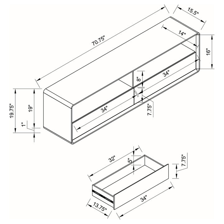 Coaster Furniture 710750 Ellice 71-inch TV Stand Media Console White
