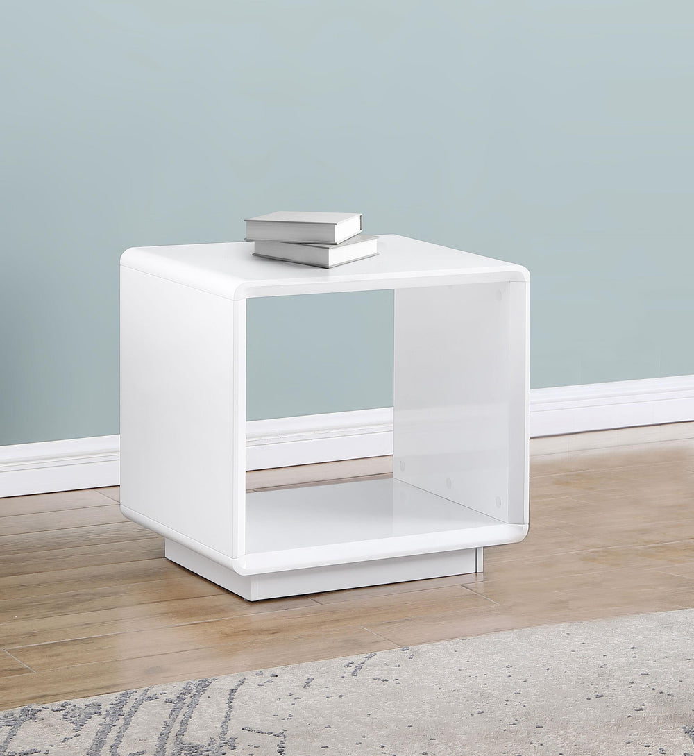 Coaster Furniture 710767 Paseo Square End Side Table White High Gloss