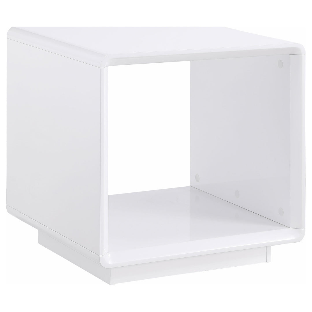 Coaster Furniture 710767 Paseo Square End Side Table White High Gloss