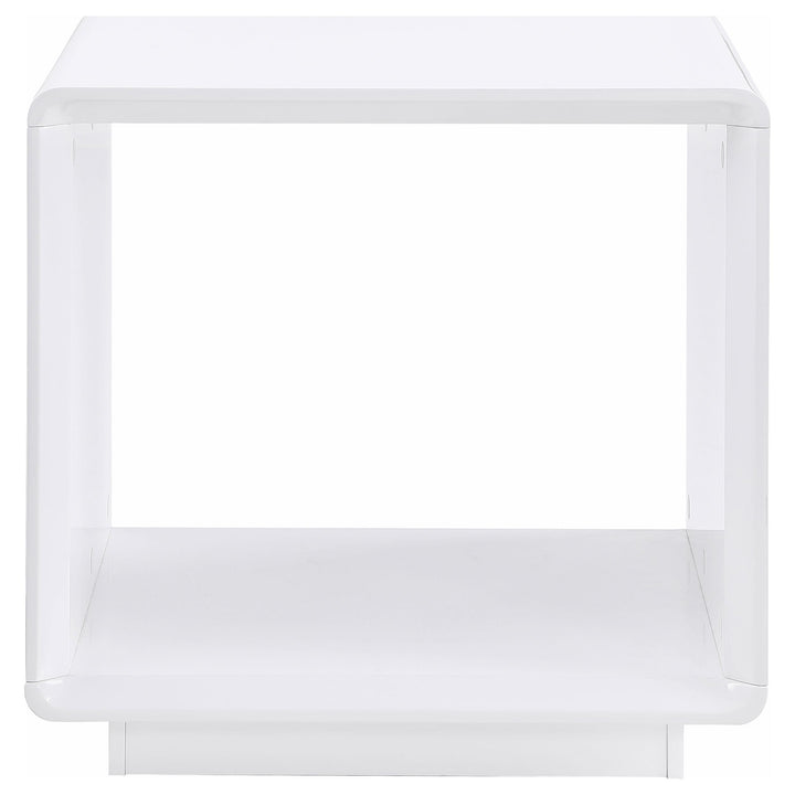 Coaster Furniture 710767 Paseo Square End Side Table White High Gloss