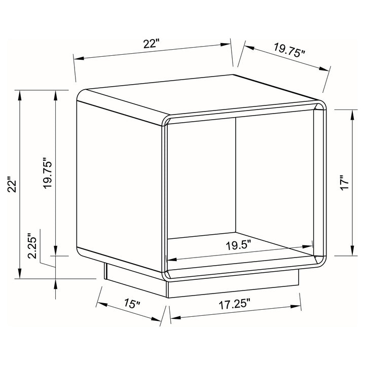 Coaster Furniture 710767 Paseo Square End Side Table White High Gloss