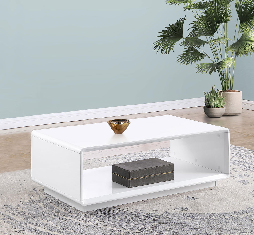 Coaster Furniture 710768 Paseo Rectangular Cocktail Coffee Table White High Gloss