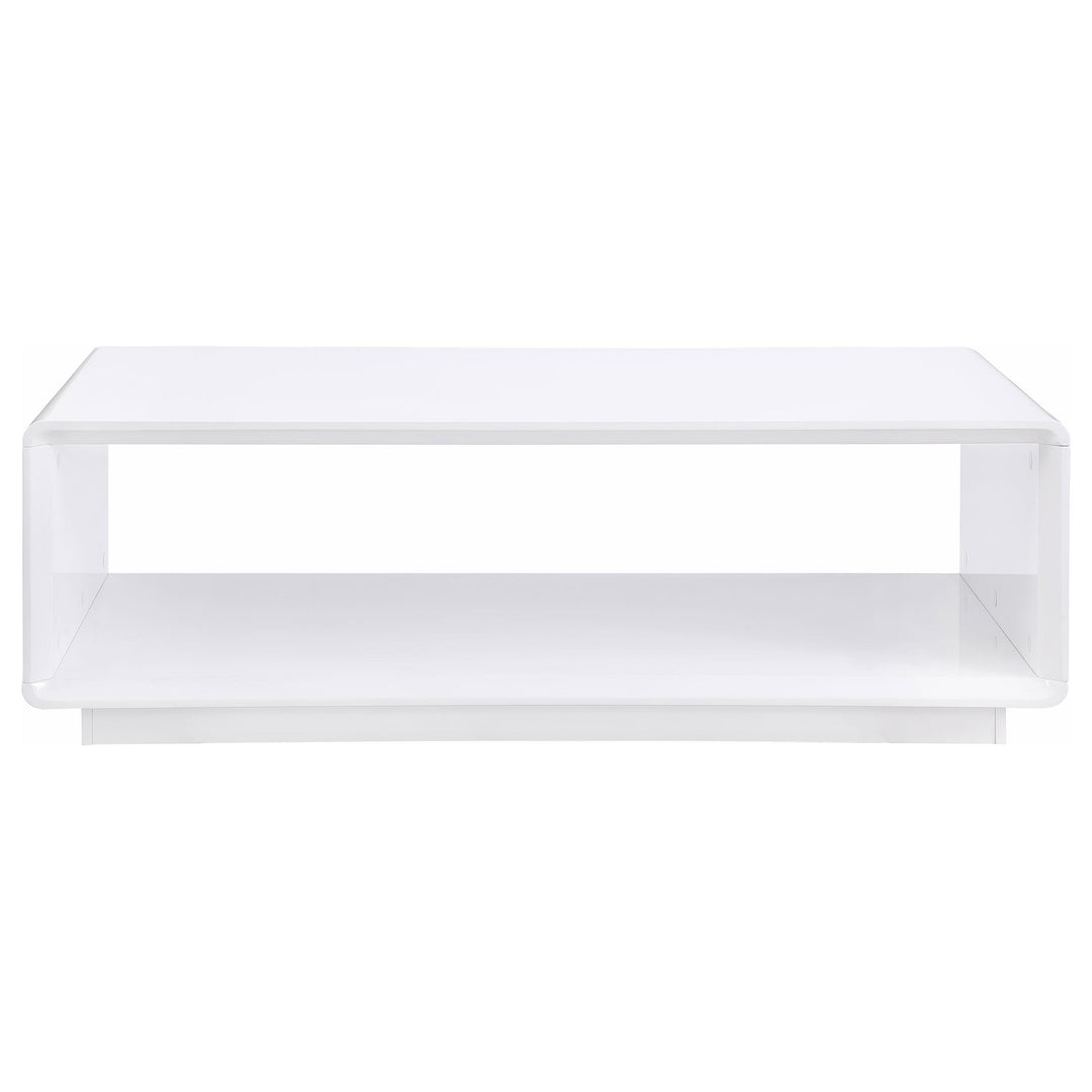 Coaster Furniture 710768 Paseo Rectangular Cocktail Coffee Table White High Gloss