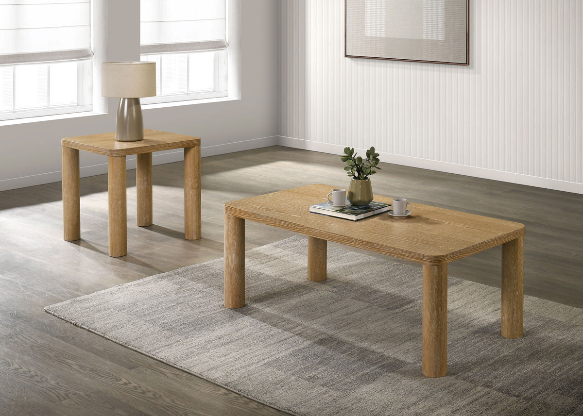 Castlewood - 2 Piece Cocktail Coffee Table Set - Washed Oak