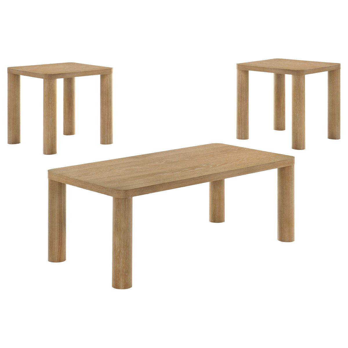 Castlewood - 3 Piece Cocktail Coffee Table Set - Washed Oak