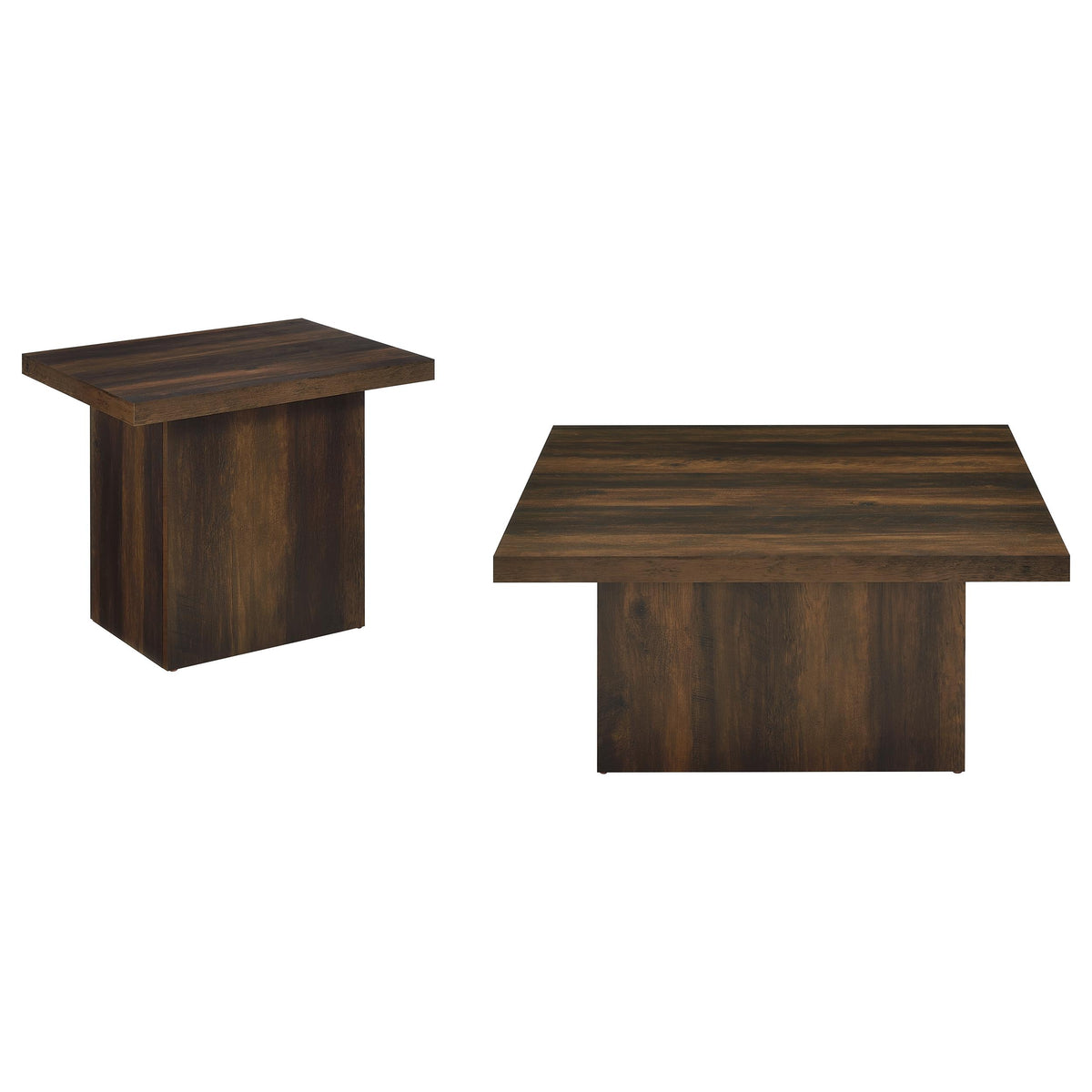 Devar - 2 Piece Square Coffee And End Table Set - Dark Pine