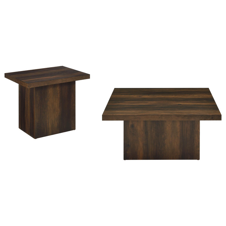 Devar - 2 Piece Square Coffee And End Table Set - Dark Pine