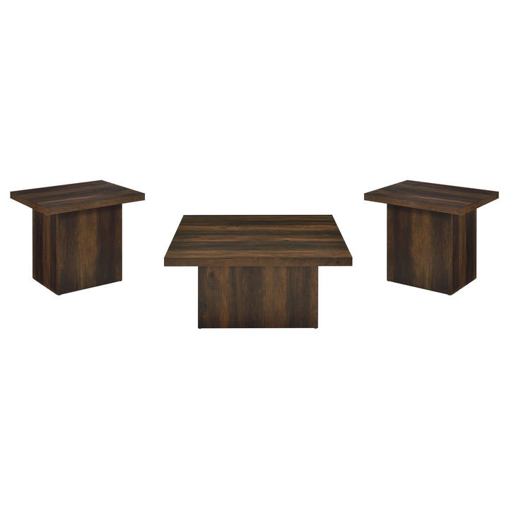 Devar - 3 Piece Square Coffee And End Table Set - Dark Pine