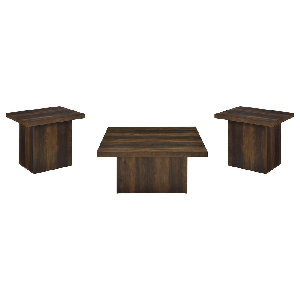 Devar - 3 Piece Square Coffee And End Table Set - Dark Pine
