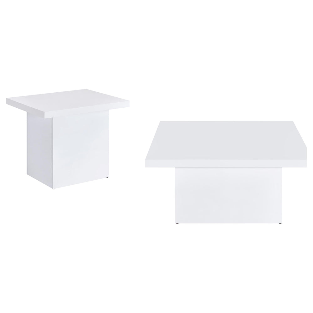 Devar - 2 Piece Square Coffee End Table Set - White High Gloss