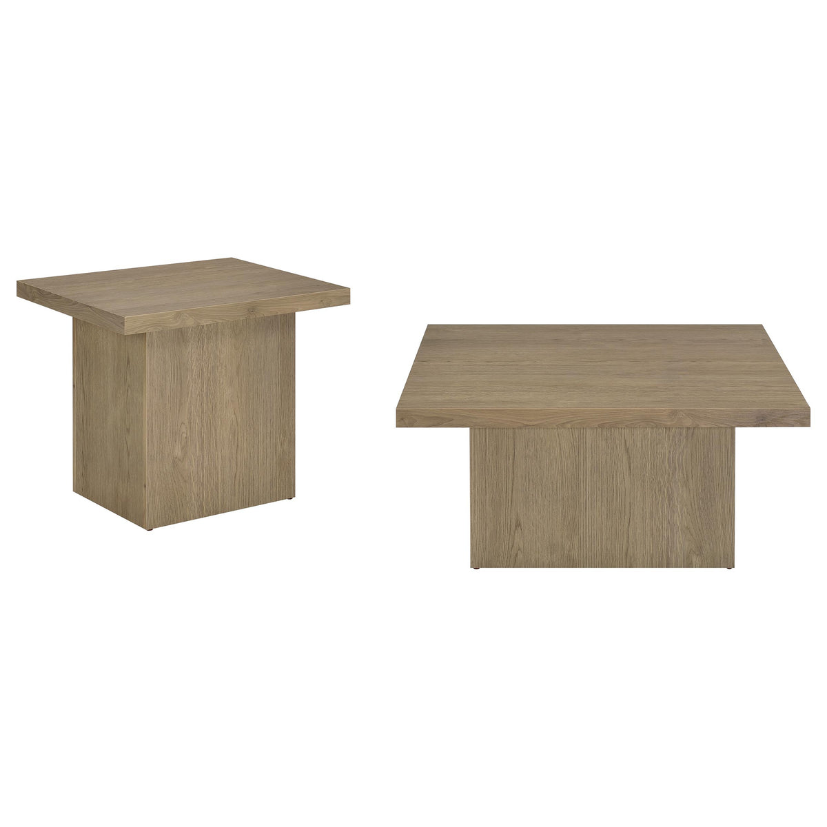 Devar - 2 Piece Square Cocktail Coffee End Table Set - Latte