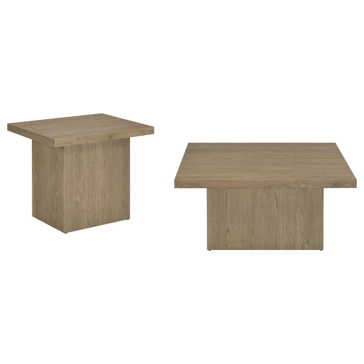 Devar - 2 Piece Square Cocktail Coffee End Table Set - Latte