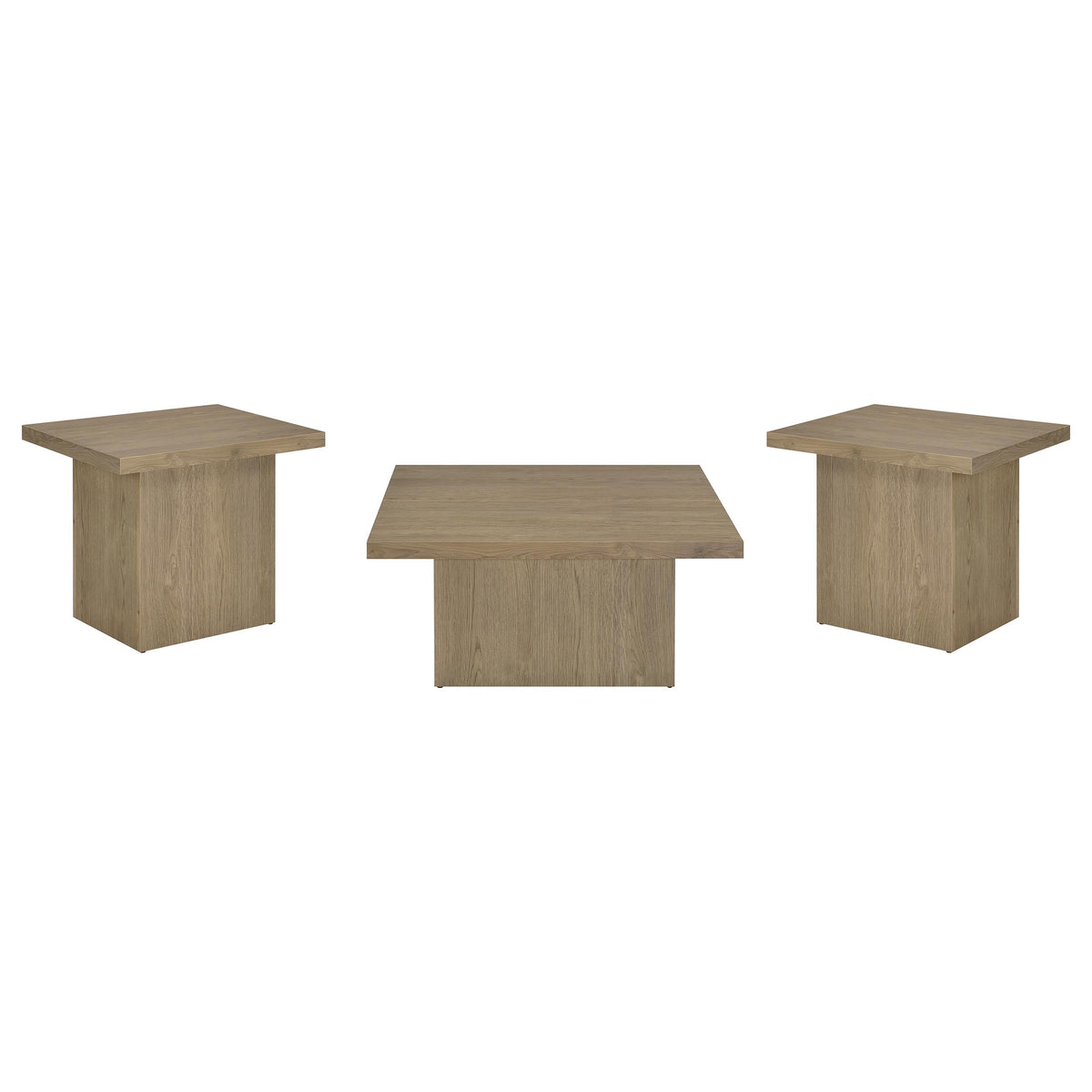 Devar - 3 Piece Square Cocktail Coffee End Table Set - Latte