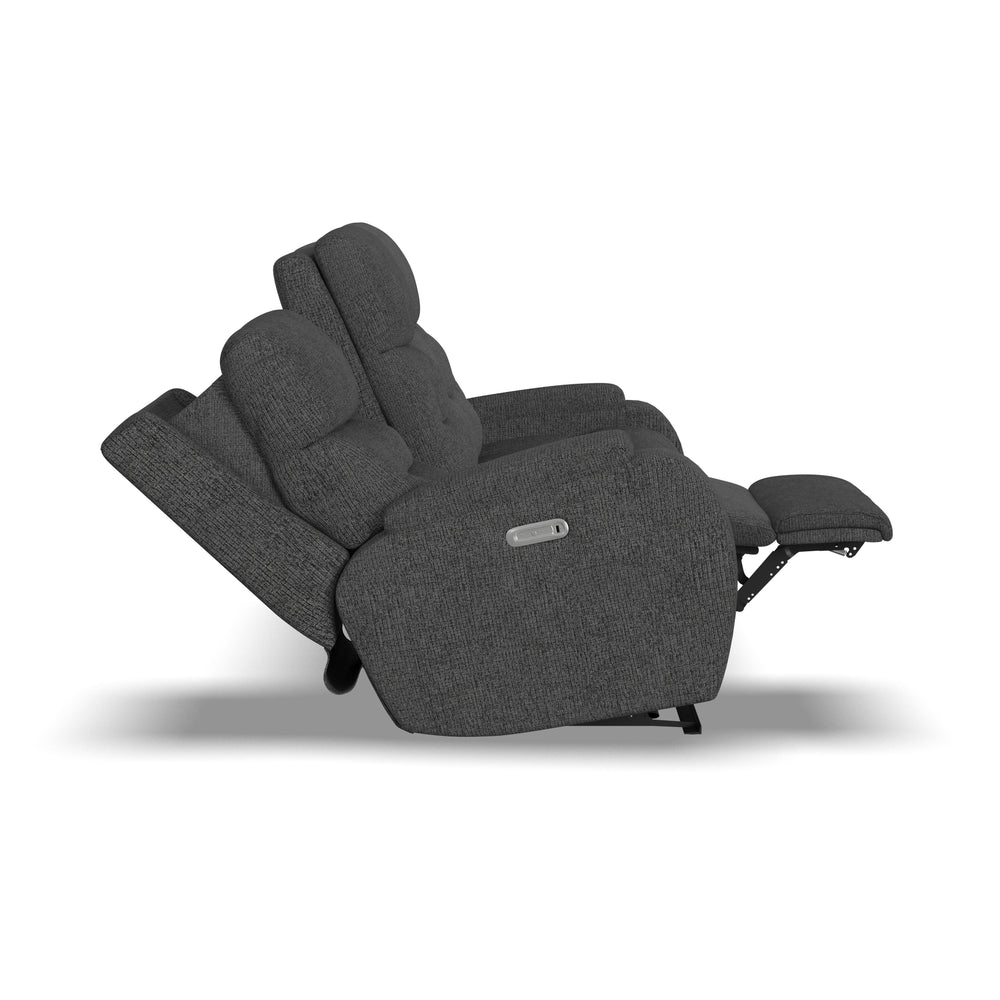 Strait Power Reclining Sofa With Power Headrests Gray