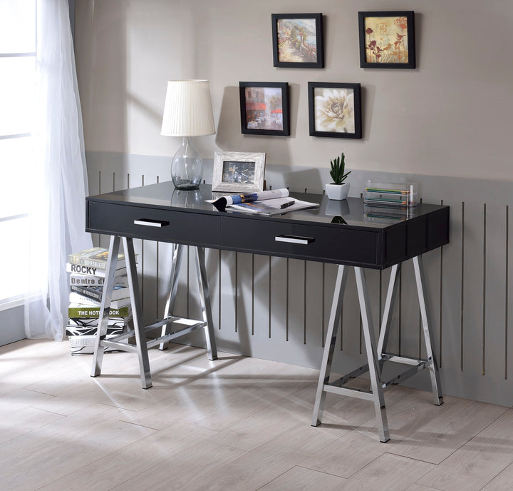 Coleen - Writing Desk - Black High Gloss & Chrome
