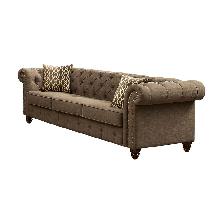 Aurelia - Sofa With 2 Pillows - Brown Linen